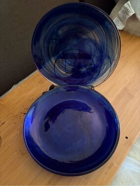 Deep Cobalt Blue Glass Plates